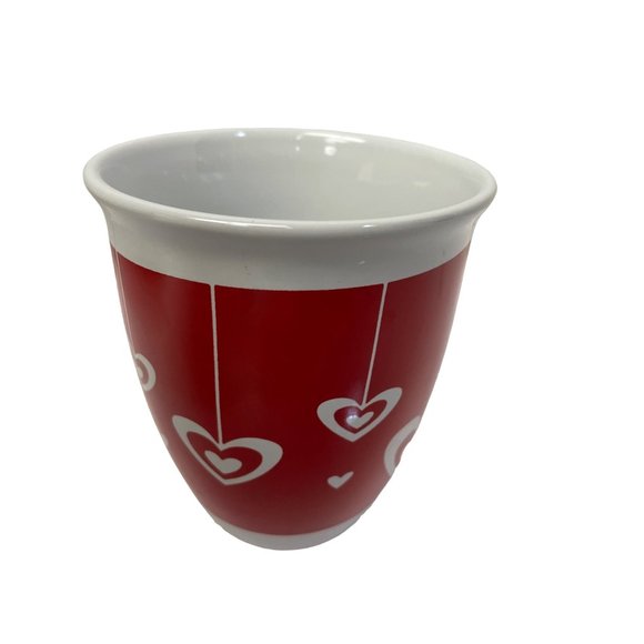 Royal Norfolk Mug Cup Hangng White Hearts Sweetheart 8 Ounce Red Background Swee - Picture 3 of 5